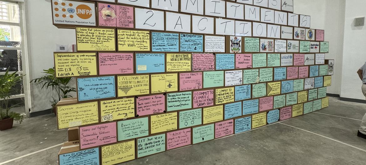 Engagement wall built by delegates of the SIDS Global Action Summit on Children and Youth ahead of the SIDS4 conference in Antigua and Barbuda.