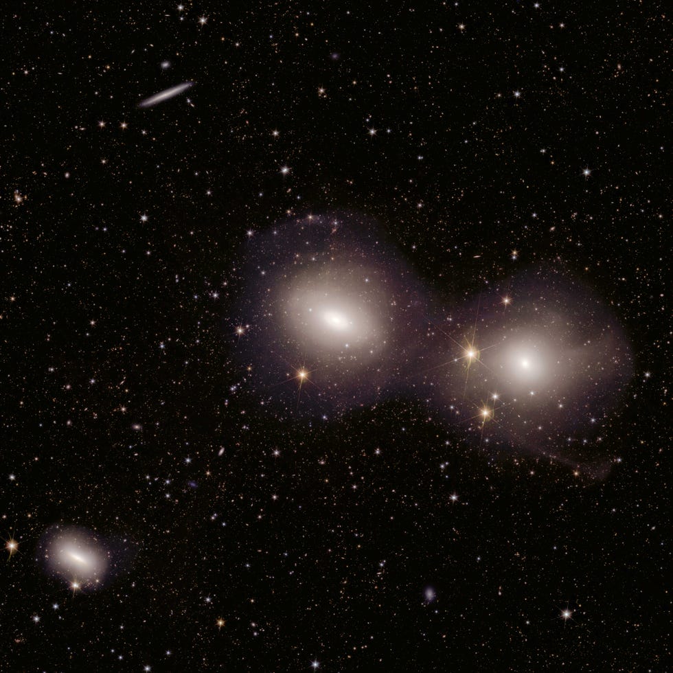 Leaflet photo of the Dorado galaxy cluster as captured by the Euclid telescope.  The Dorado cluster of galaxies is one of the richest galaxy clusters in the Southern Hemisphere.